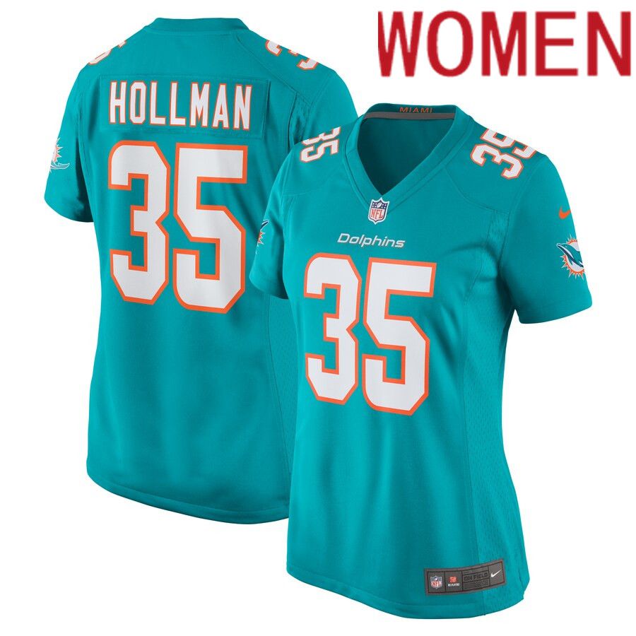 Women Miami Dolphins 35 Ka Dar Hollman Nike Aqua Home Game Player NFL Jersey